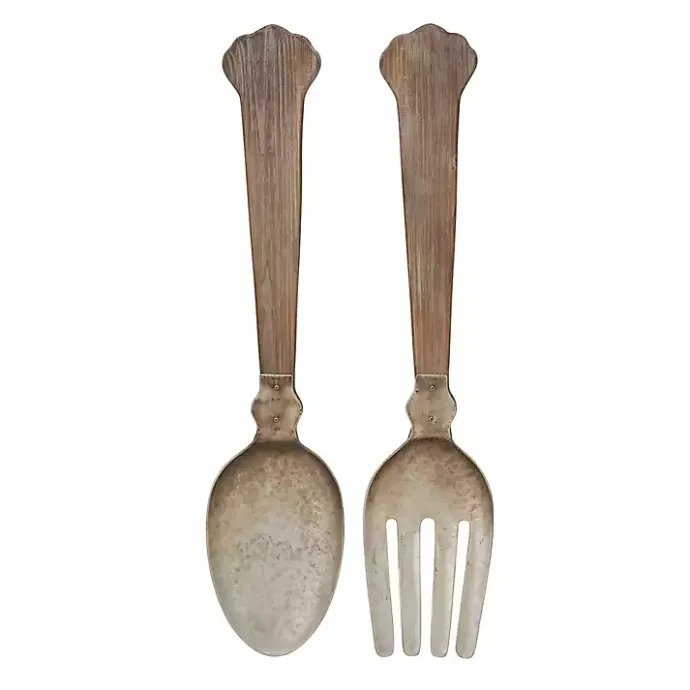 Clearance Kirklands Home Metal Utensils Wall Plaques, Set of 2 Brown