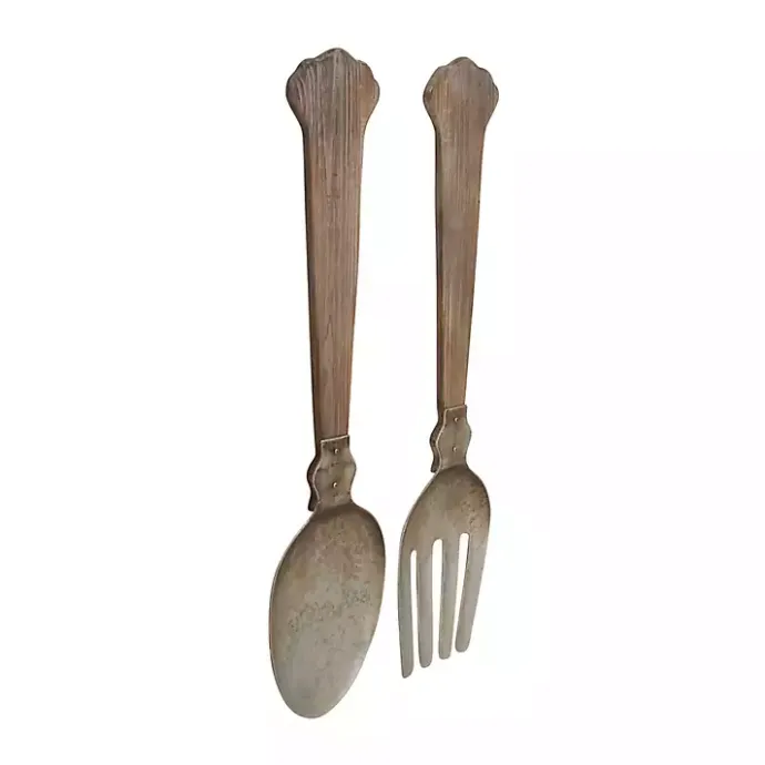 Clearance Kirklands Home Metal Utensils Wall Plaques, Set of 2 Brown