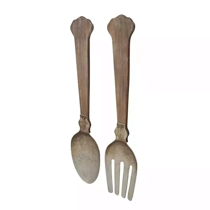 Clearance Kirklands Home Metal Utensils Wall Plaques, Set of 2 Brown