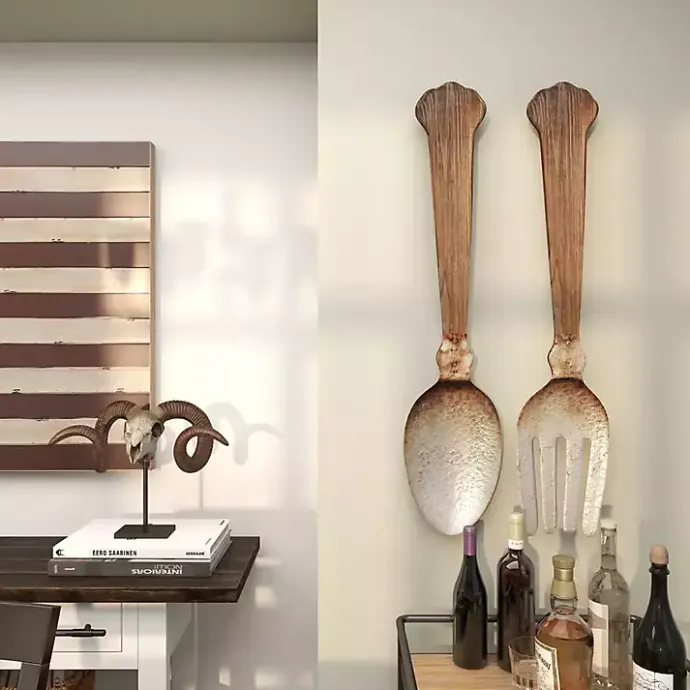 Clearance Kirklands Home Metal Utensils Wall Plaques, Set of 2 Brown