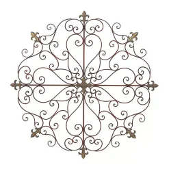 Kirklands Home Patina Metal Floral Crest Wall Plaque Brown