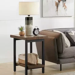 Hot Kirklands Home Pine Wood and Metal Accent Table Brown