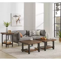 Hot Kirklands Home Pine Wood and Metal Accent Table Brown