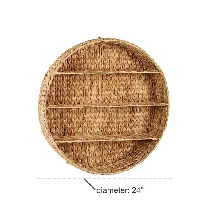 Best Kirklands Home Brown Sea Grass Woven Round Wall Shelf