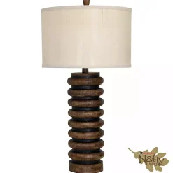 Outlet Kirklands Home Brown Stained Ribbed Base Table Lamp Tan