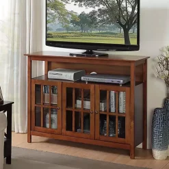 Clearance Kirklands Home Tiered Deluxe Cali Media Cabinet Brown