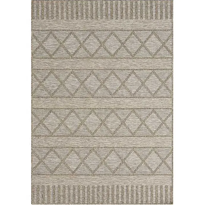 Sale Kirklands Home Brown Transitional Stripes Outdoor Rug, 8x10