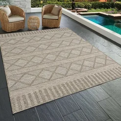 Sale Kirklands Home Brown Transitional Stripes Outdoor Rug, 8x10