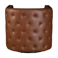 Online Kirklands Home Tufted Faux Leather Barrel Swivel Chair Brown