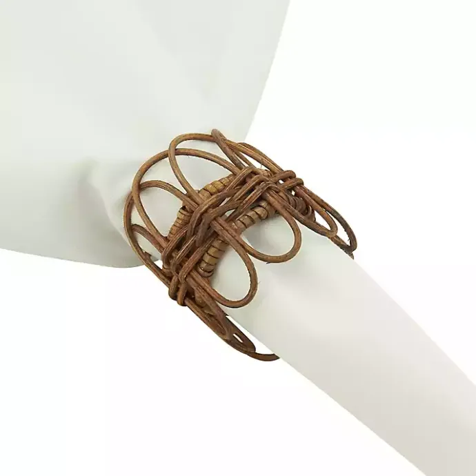 Discount Kirklands Home Twisted Rattan Napkin Rings, Set of 4 Brown
