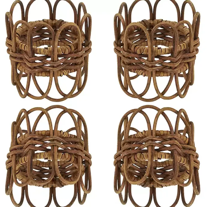 Discount Kirklands Home Twisted Rattan Napkin Rings, Set of 4 Brown