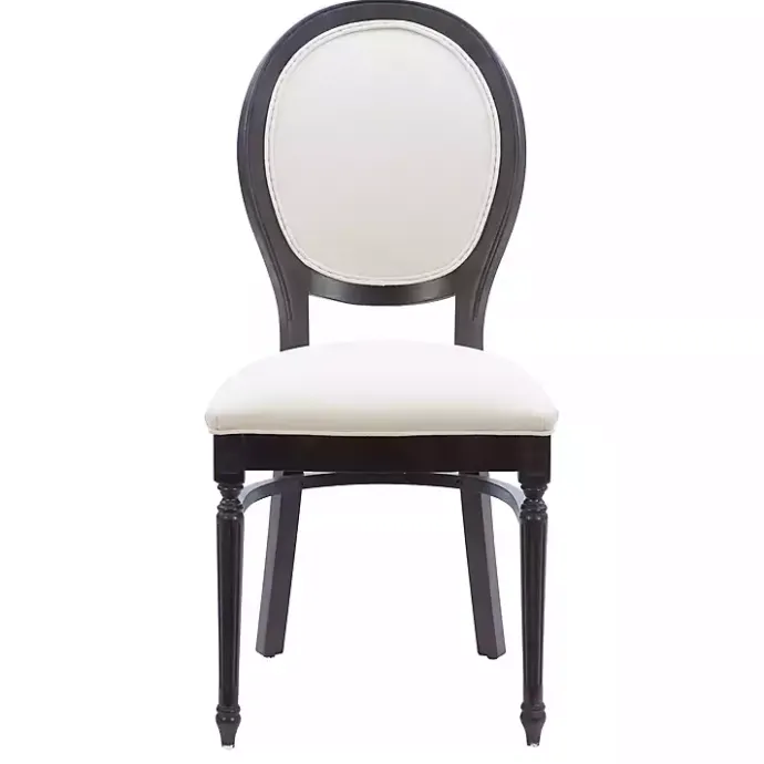 Discount Kirklands Home Brown Upholstered Oval Dining Chairs, Set of 2 White