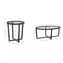 New Kirklands Home Wood & Glass Top 3-pc. Table Set Brown