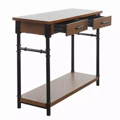 New Kirklands Home Brown Wood and Black Metal Ruth Console Table