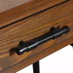 Sale Kirklands Home Brown Wood and Black Metal Ruth Accent Table