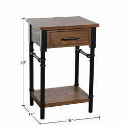 Sale Kirklands Home Brown Wood and Black Metal Ruth Accent Table