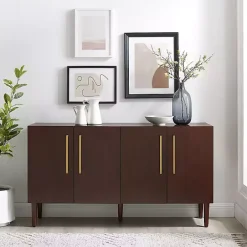 Online Kirklands Home Brown Wood and Gold 4-Door Cabinet