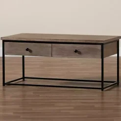 Online Kirklands Home Wood and Metal 2-Drawer Coffee Table Brown