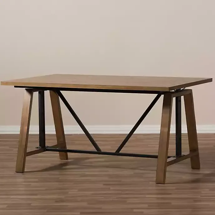 Clearance Kirklands Home Brown Wood and Metal Linear Base Desk