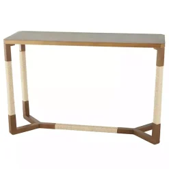 Outlet Kirklands Home Wood and Rope Geometric Console Table Brown