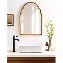 Discount Kirklands Home Brown Wood Arch Hogan Wall Mirror