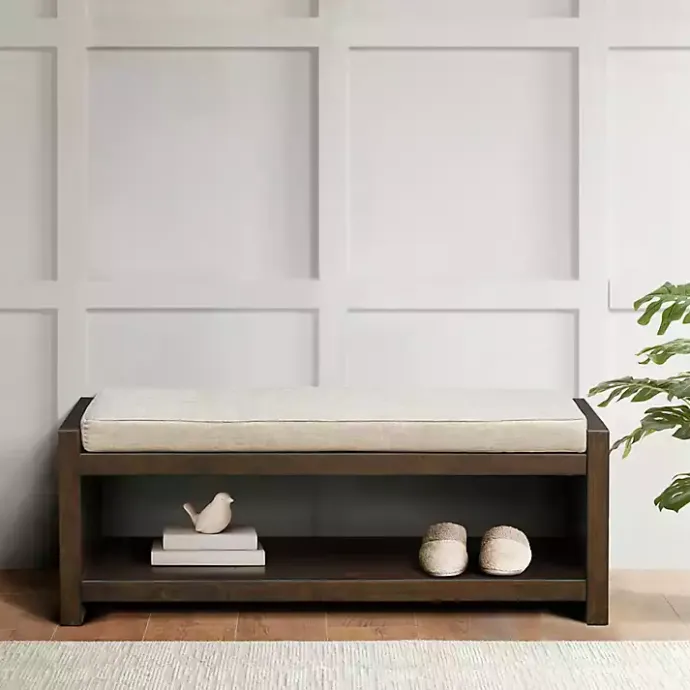 Clearance Kirklands Home Wood Bench with Cushion Brown