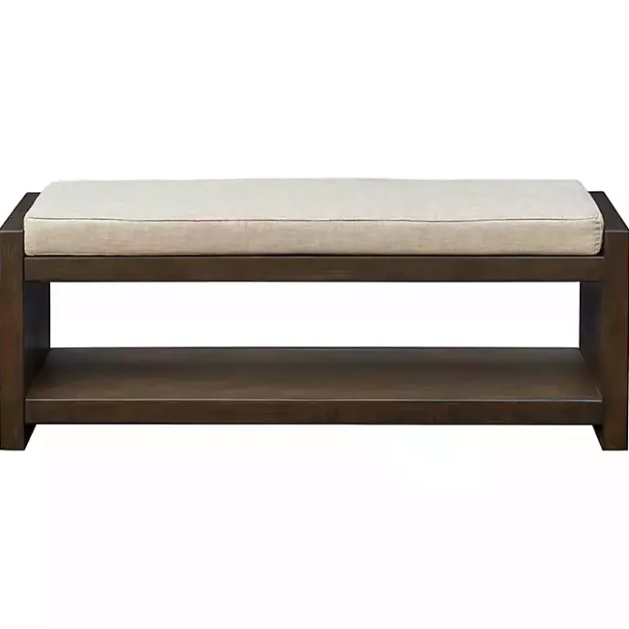 Clearance Kirklands Home Wood Bench with Cushion Brown