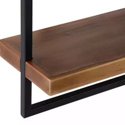 Online Kirklands Home Brown Wood Black Metal Frame Wall Shelves
