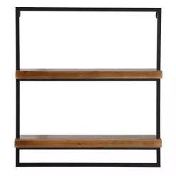 Online Kirklands Home Brown Wood Black Metal Frame Wall Shelves