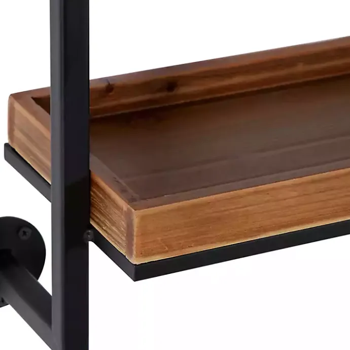 Sale Kirklands Home Brown Wood Black Metal Pipe Frame Wall Shelf