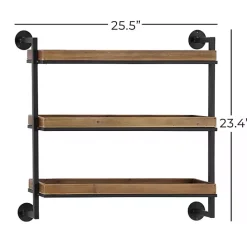 Sale Kirklands Home Brown Wood Black Metal Pipe Frame Wall Shelf