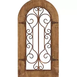 Discount Kirklands Home Wood Black Metal Scrollwork Wall Plaque Brown