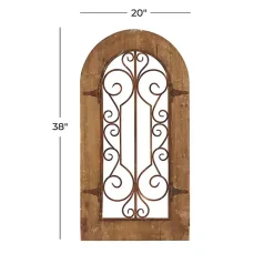 Discount Kirklands Home Wood Black Metal Scrollwork Wall Plaque Brown