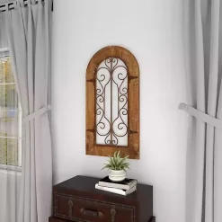 Discount Kirklands Home Wood Black Metal Scrollwork Wall Plaque Brown