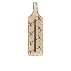 Kirklands Home Brown Wood Bottle Frame Metal Bracket Wine Holder