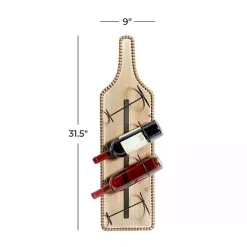 Kirklands Home Brown Wood Bottle Frame Metal Bracket Wine Holder
