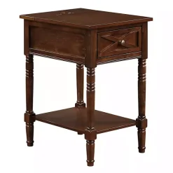 Kirklands Home Wood Charging Traditional Accent Table Brown