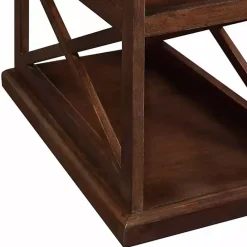 Best Kirklands Home Wood Double X Sides Accent Table Brown