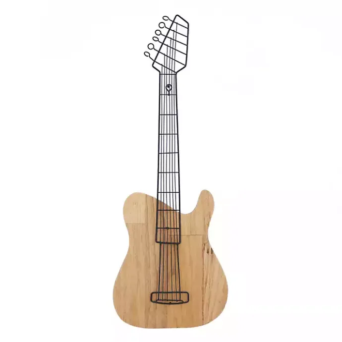 Hot Kirklands Home Brown Wood Electric Guitar Wall Plaque