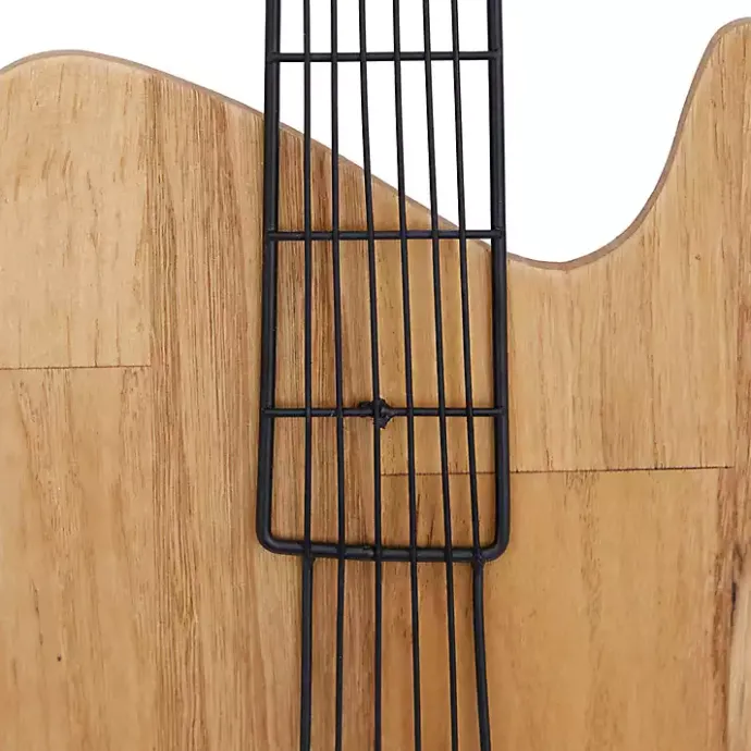 Hot Kirklands Home Brown Wood Electric Guitar Wall Plaque