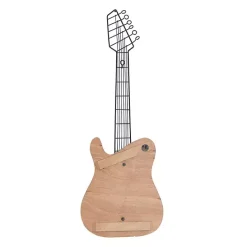Hot Kirklands Home Brown Wood Electric Guitar Wall Plaque