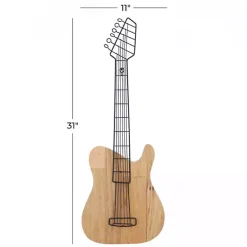 Hot Kirklands Home Brown Wood Electric Guitar Wall Plaque