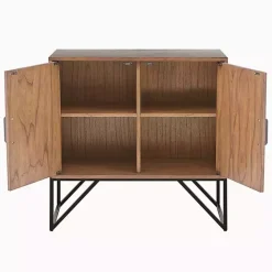 Kirklands Home Brown Wood Frame Metal Base 2-Door Cabinet