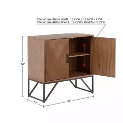 Kirklands Home Brown Wood Frame Metal Base 2-Door Cabinet