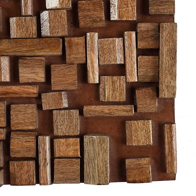 Online Kirklands Home Wood Geometric Block Wall Plaque, 36x12 in. Brown