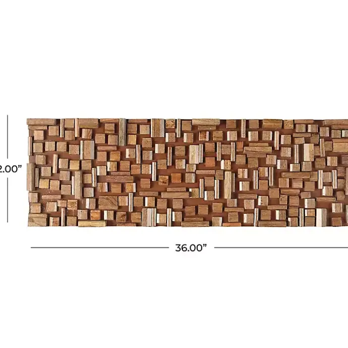 Online Kirklands Home Wood Geometric Block Wall Plaque, 36x12 in. Brown