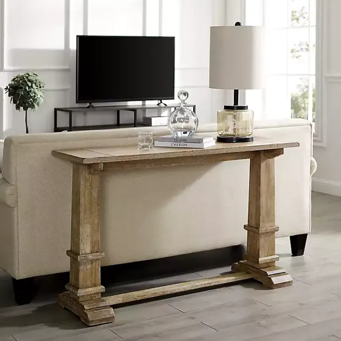 Kirklands Home Brown Wood Pedestal Base Console Table