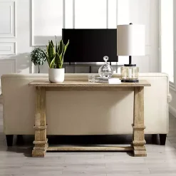 Kirklands Home Brown Wood Pedestal Base Console Table