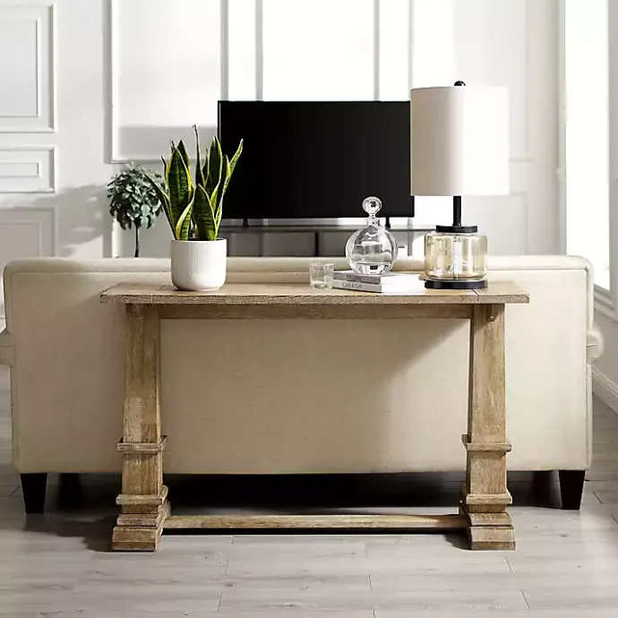 Kirklands Home Brown Wood Pedestal Base Console Table