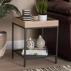 Sale Kirklands Home Wood Raised Edge Side Table Brown